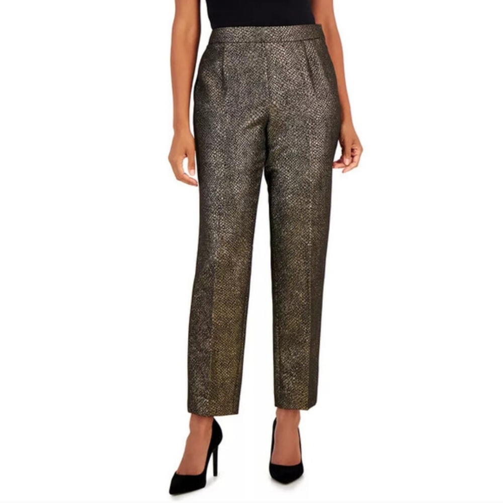 Veronica Beard Stila Black Gold Wool Blend Ankle Pants Size 00 NWT - Picture 6 of 11
